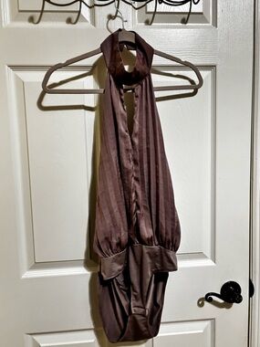 Silky Halter Romper in Deep Mauve